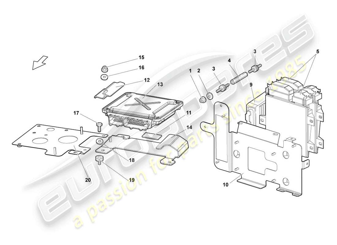 lamborghini murcielago roadster (2006) centralina motore schema delle parti