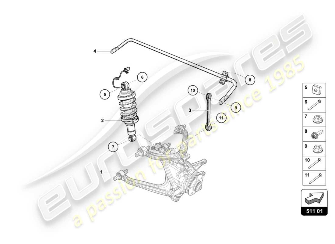 lamborghini 2017 (lp610-4 coupe) schema delle parti ammortizzatore