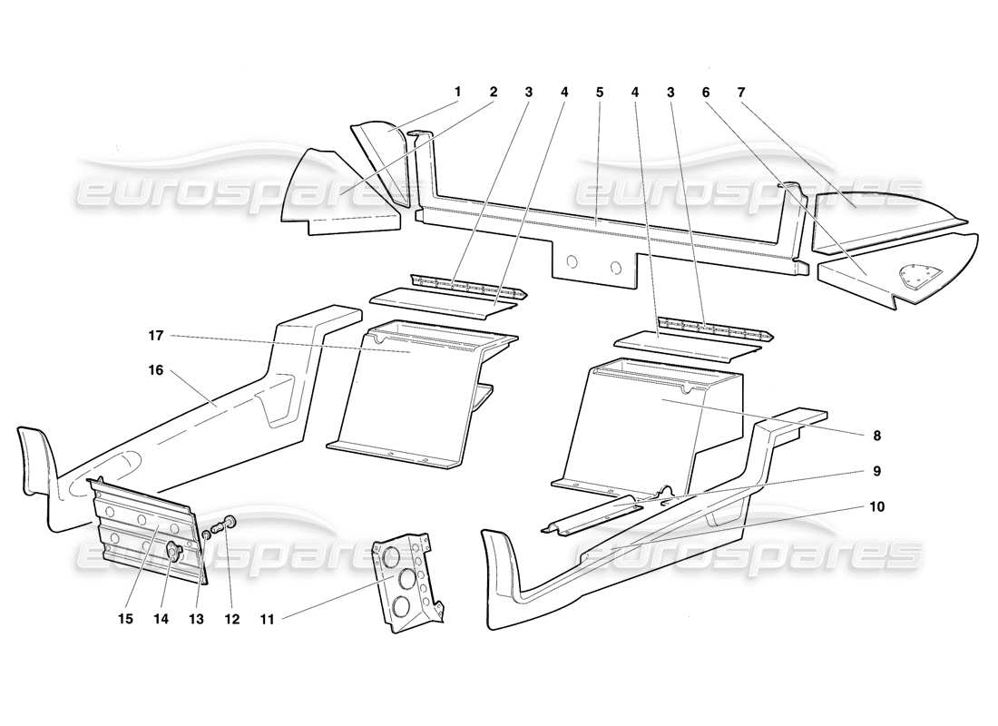 lamborghini diablo se30 (1995) schema delle parti del rivestimento dell'abitacolo