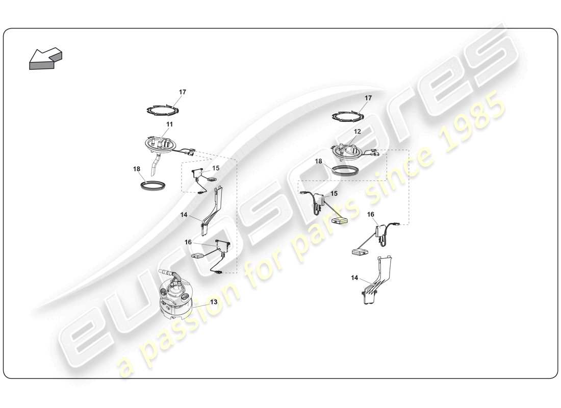 lamborghini super trofeo (2009-2014) sistema di alimentazione carburante diagramma delle parti