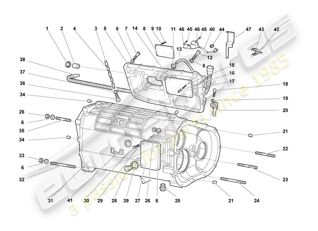 lamborghini murcielago coupe (2003) alloggiamento e accessori del cambio diagramma delle parti