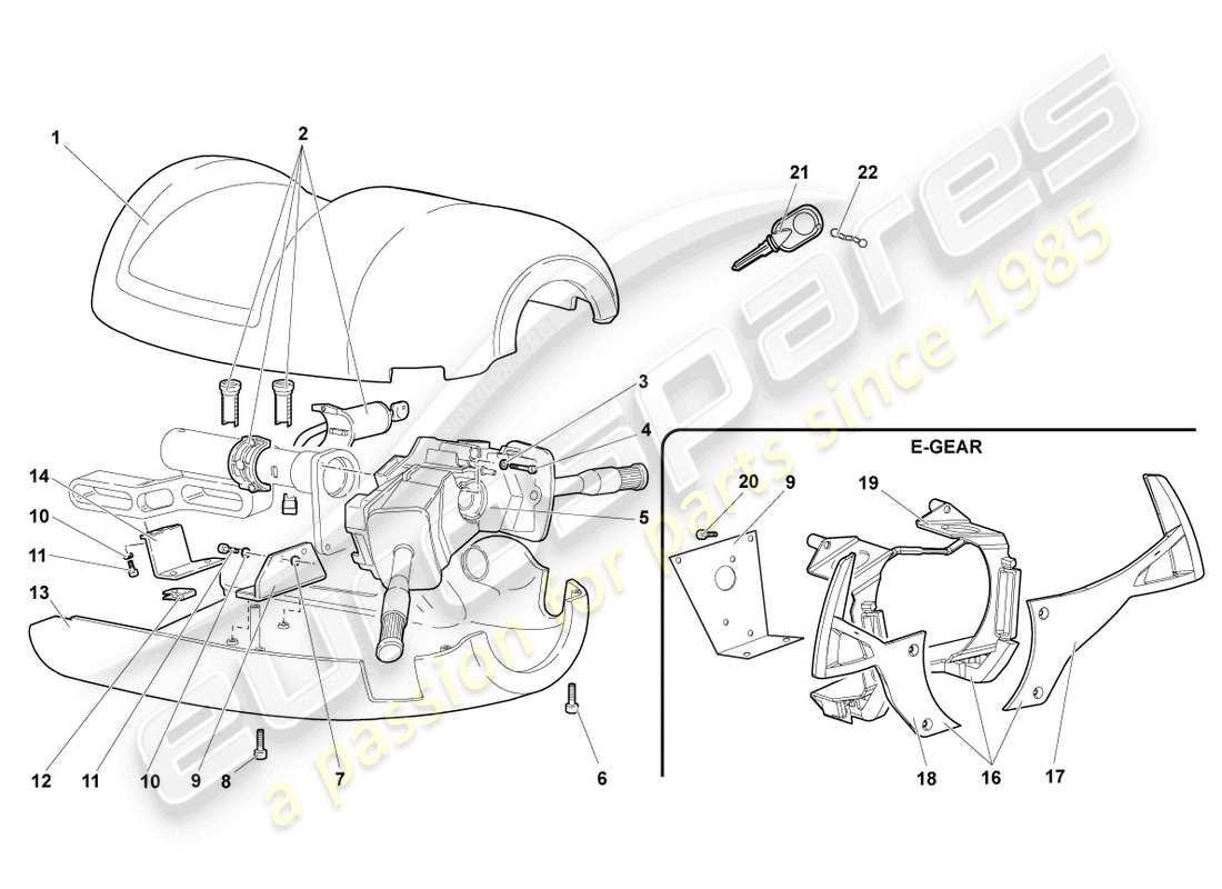 lamborghini murcielago roadster (2006) col.sterzo interruttore combi schema delle parti