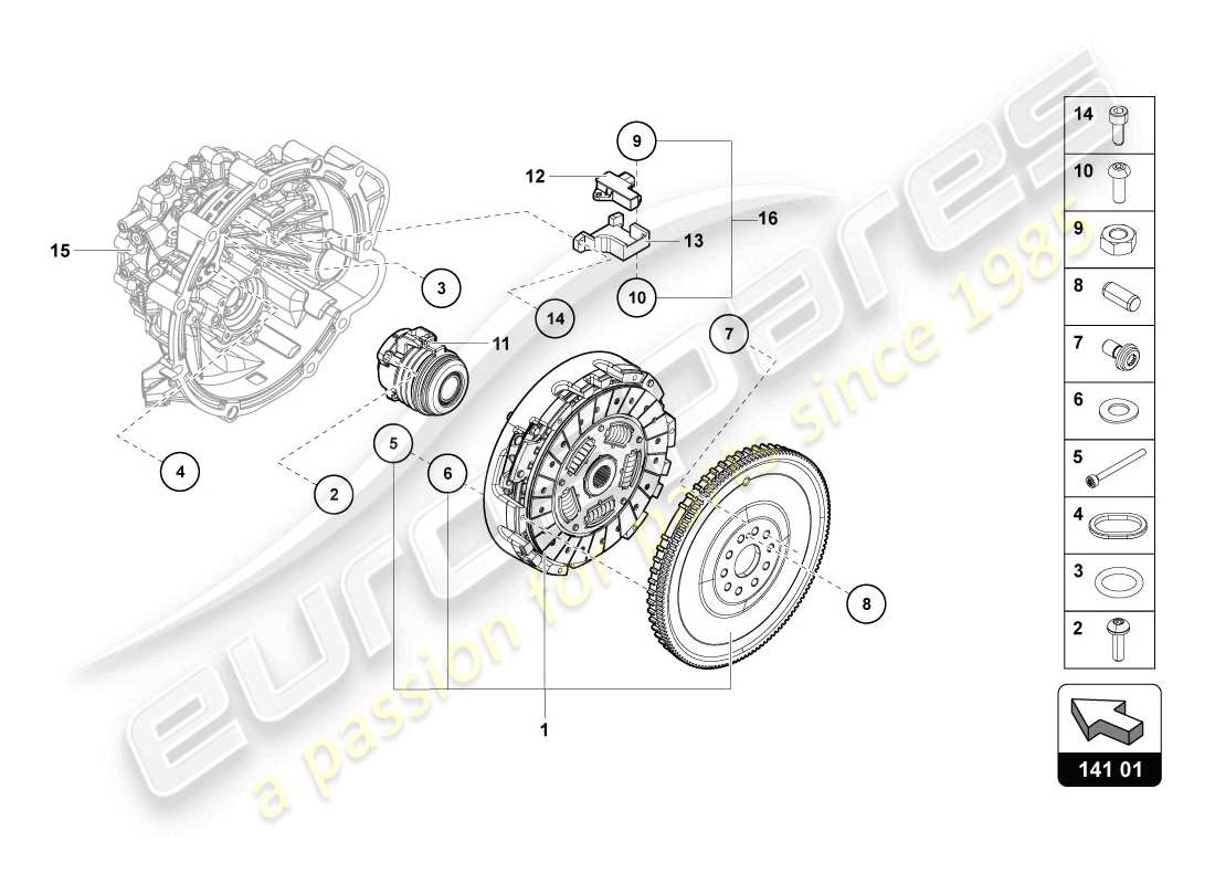 lamborghini lp720-4 coupe 50 (2014) frizione diagramma delle parti