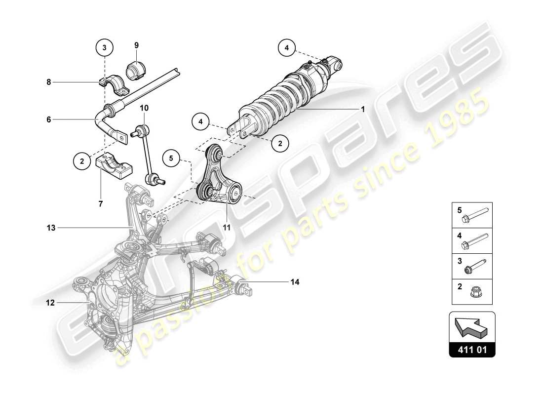 lamborghini 2014 (lp720-4 coupe 50) ammortizzatori schema delle parti