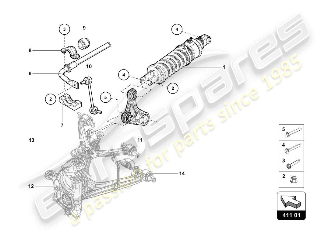 lamborghini lp720-4 coupe 50 (2014) ammortizzatori diagramma delle parti