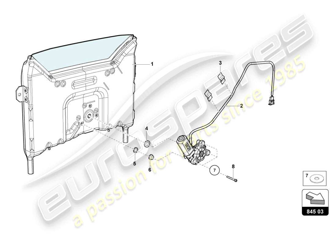 lamborghini lp770-4 svj roadster (2021) schema delle parti del lunotto posteriore