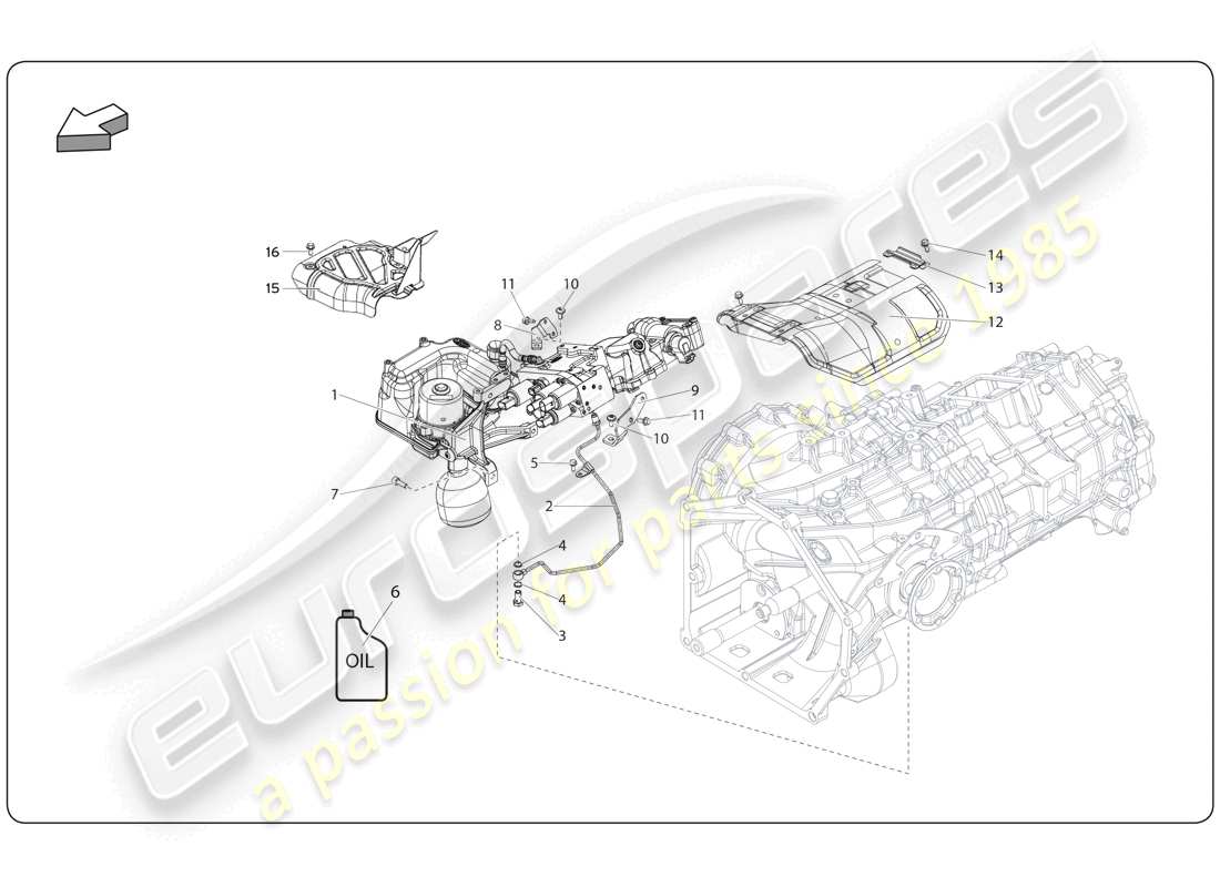 lamborghini super trofeo (2009-2014) schema delle parti del sistema e-gear