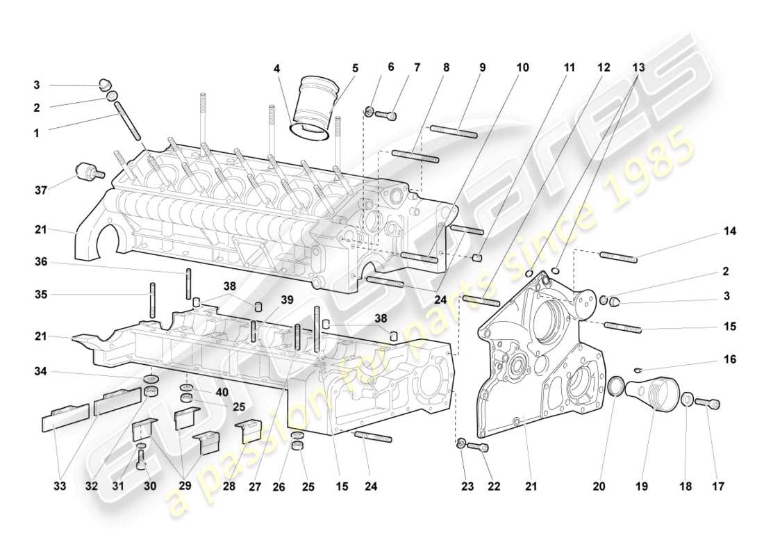 lamborghini murcielago coupe (2004) alloggiamento del basamento diagramma delle parti