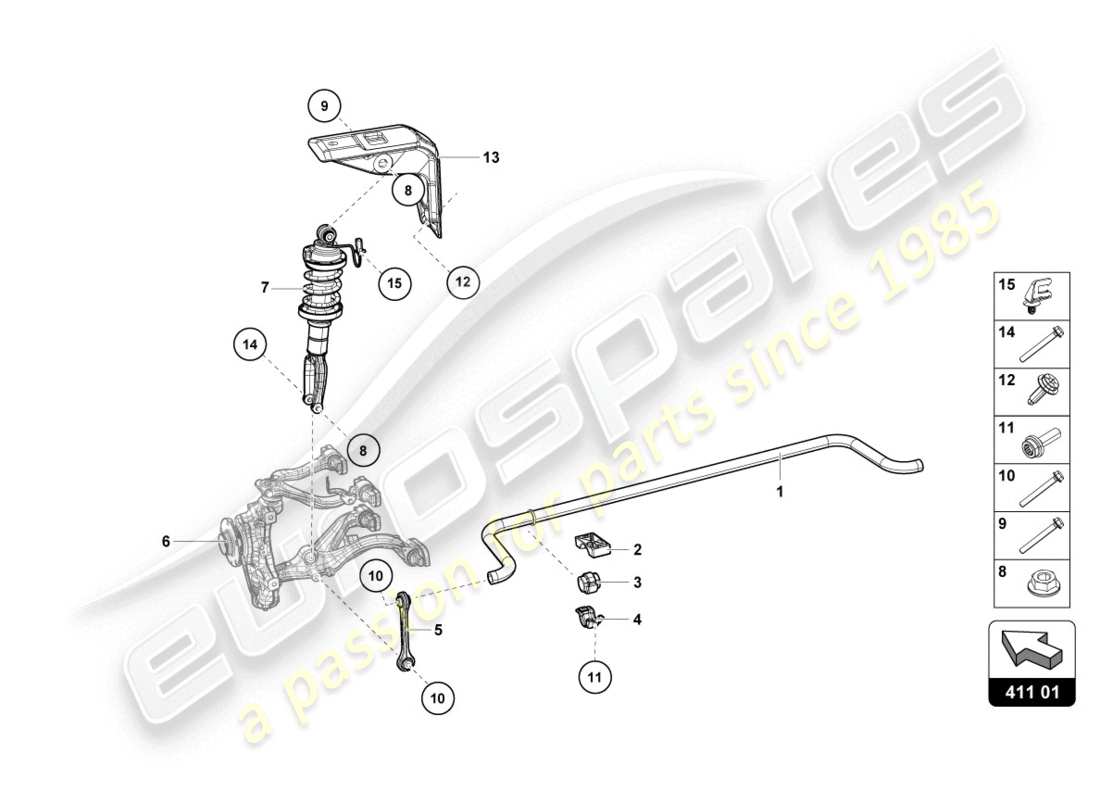 lamborghini evo coupe (2020) ammortizzatori schema delle parti