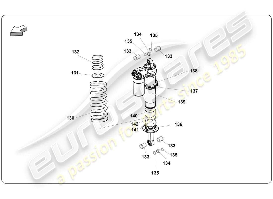 lamborghini super trofeo (2009-2014) diagramma delle parti della sospensione anteriore