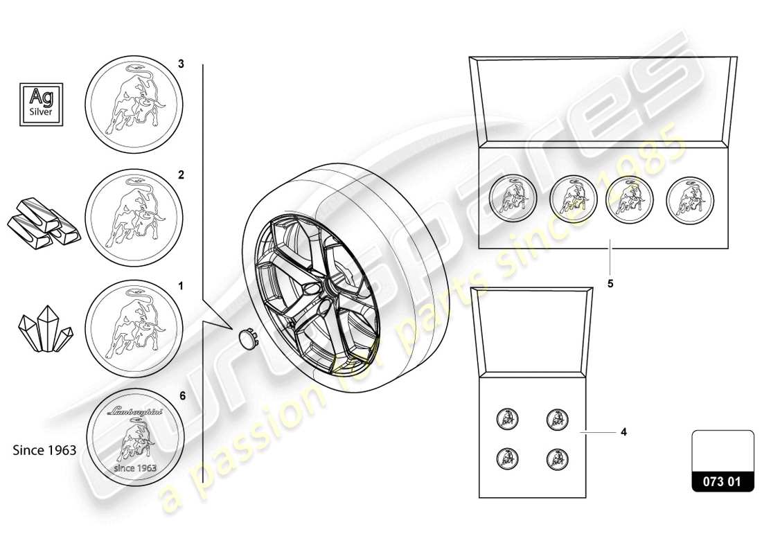 un diagramma delle parti dal catalogo delle parti lamborghini urus (accessories)