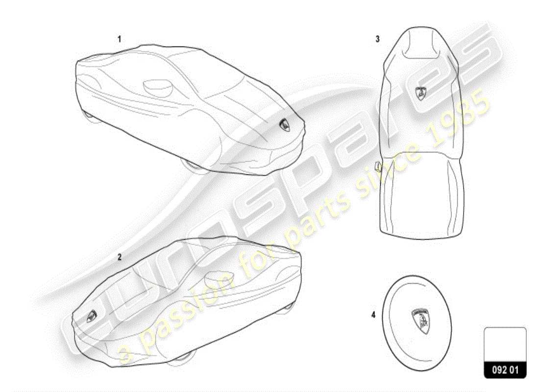 un diagramma delle parti dal catalogo delle parti lamborghini accessories (lp600-4 zhong coupe)