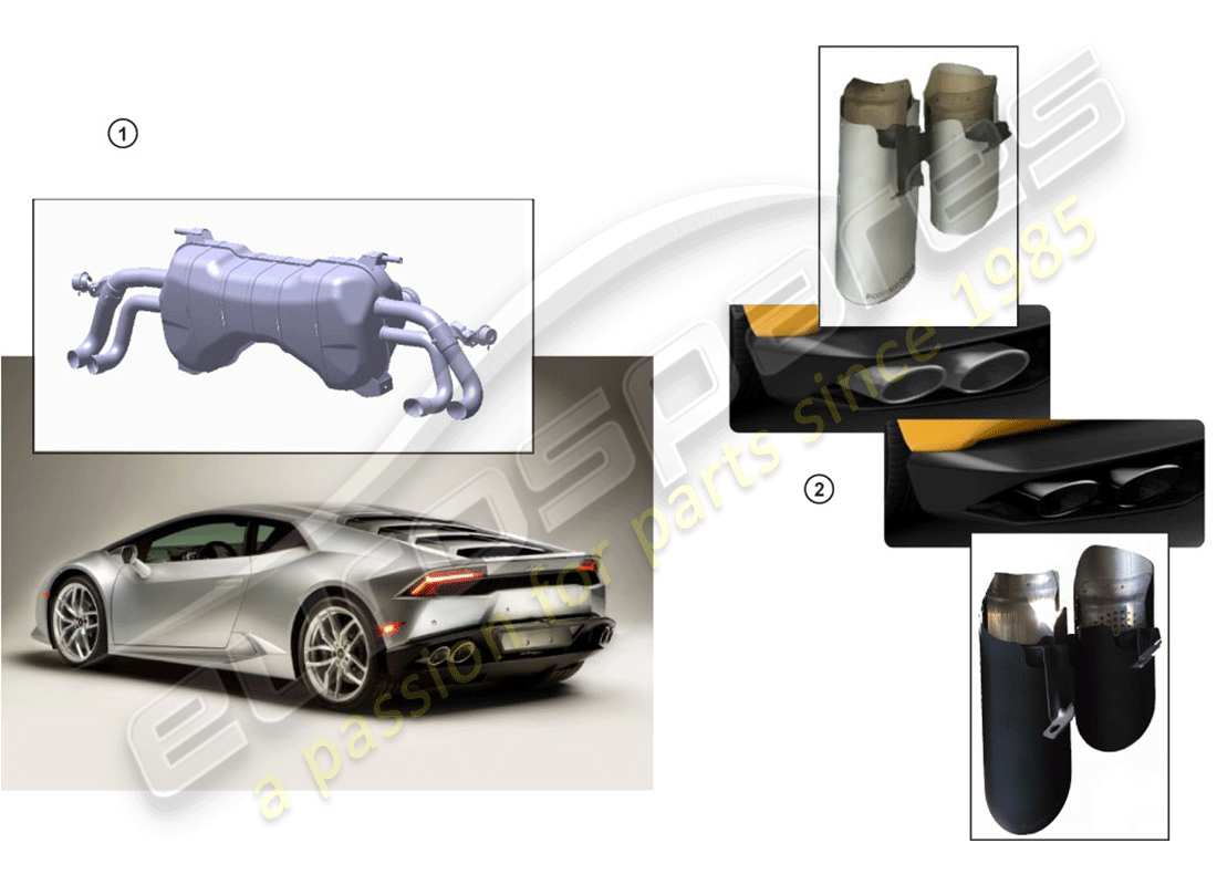 lamborghini huracan lp580-2 spyder (accessories) silenziatore sportivo schema delle parti