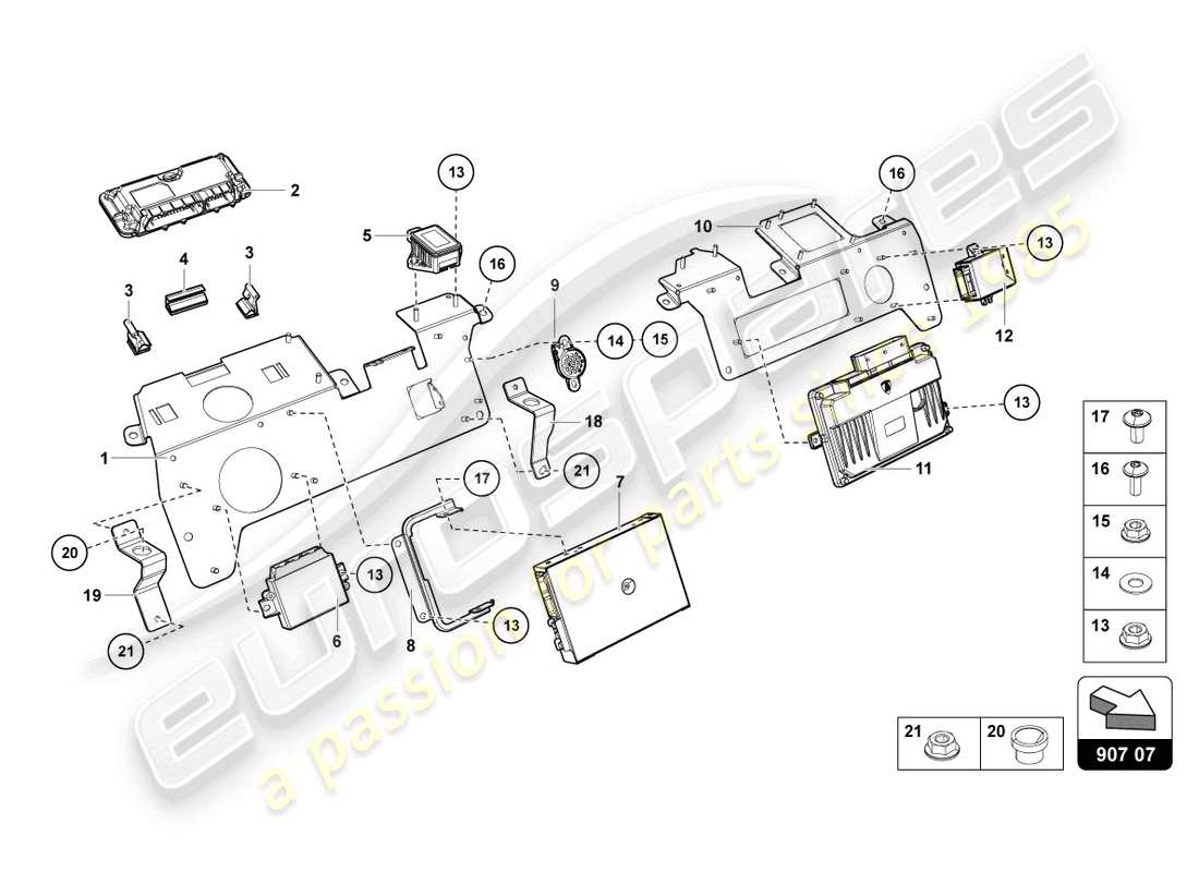 un diagramma delle parti dal catalogo delle parti lamborghini 2016 (lp750-4 sv roadster)
