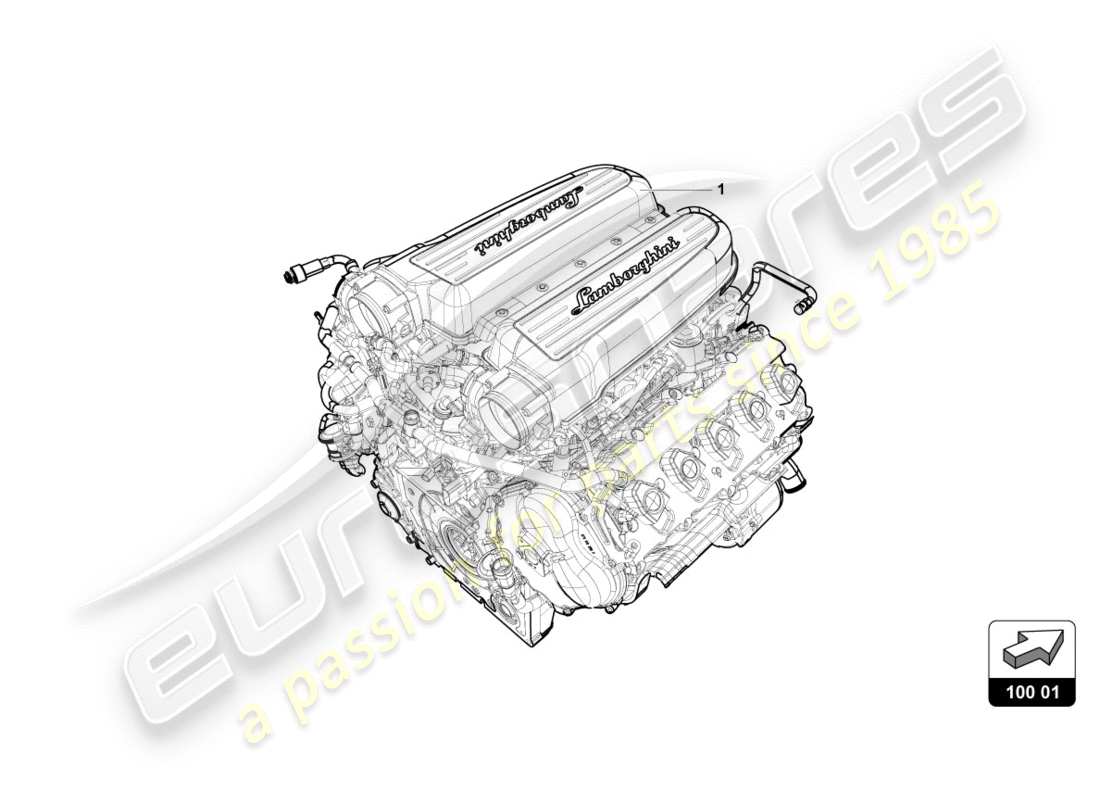 lamborghini performante coupe (2020) schema delle parti del motore