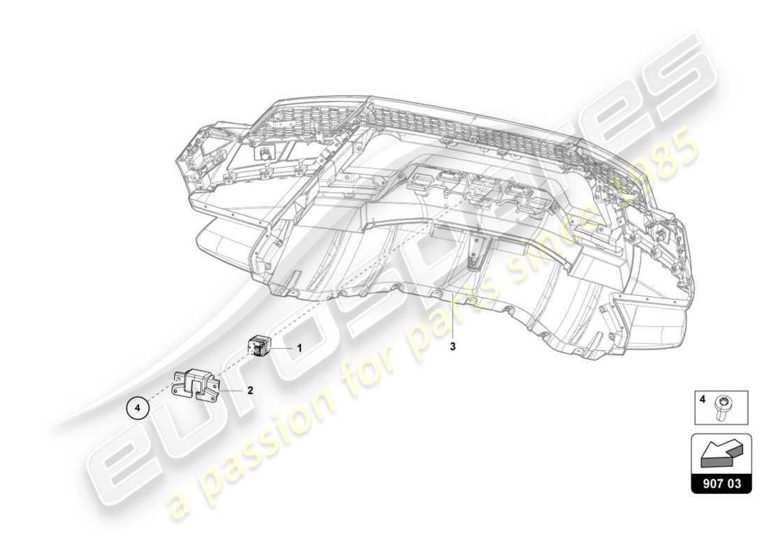 lamborghini performante coupe (2020) schema delle parti della telecamera di retromarcia