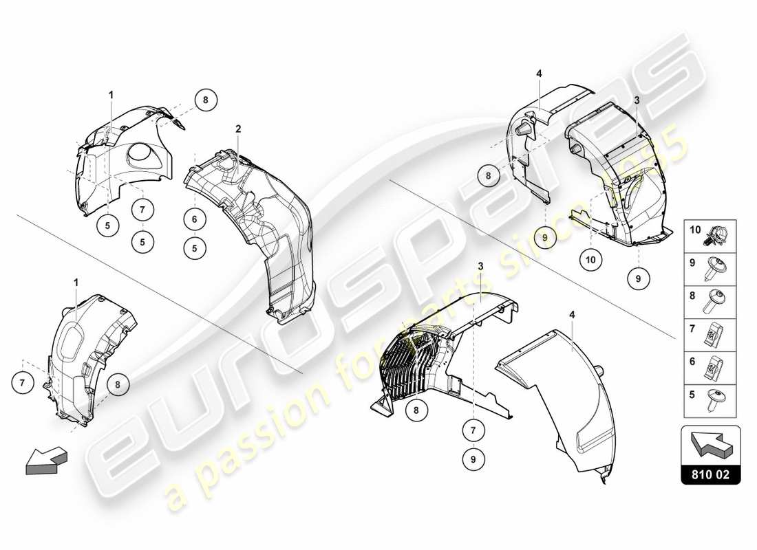 lamborghini centenario roadster (2017) rivestimento del passaruota diagramma delle parti