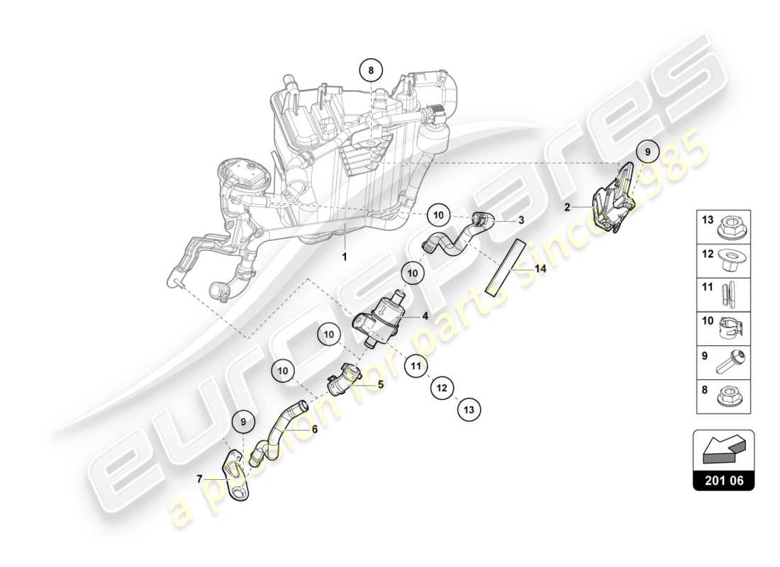 lamborghini lp580-2 coupe (2018) contenitore di carbone attivo schema delle parti