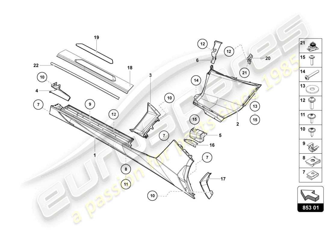 lamborghini 2013 (lp700-4 roadster) lato esterno inferiore per passaruota schema parte