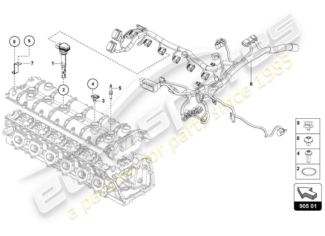 lamborghini 2014 (lp720-4 coupe 50) schema delle parti del sistema di accensione