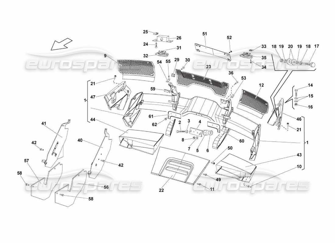 lamborghini murcielago lp670 schema delle parti del paraurti posteriore