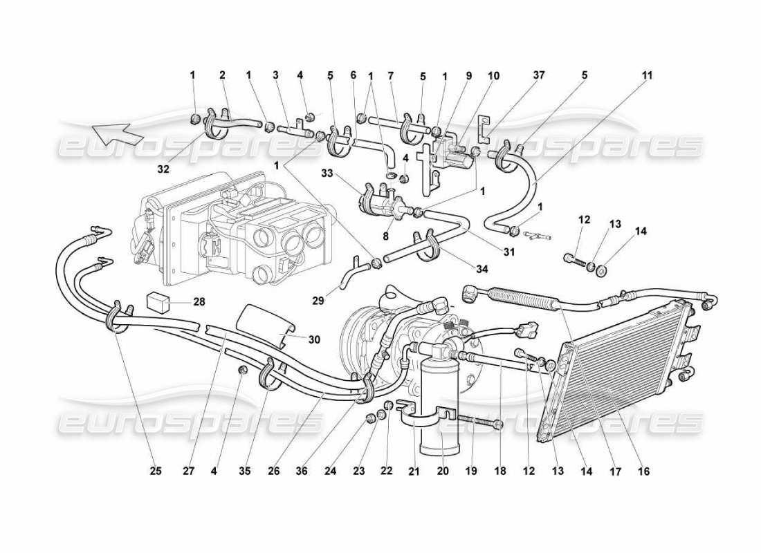 lamborghini murcielago lp670 sistema di aria condizionata diagramma delle parti