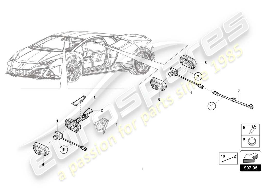 lamborghini evo spyder (2020) parti elettriche per impianto videoregistrazione e telemetria schema parte