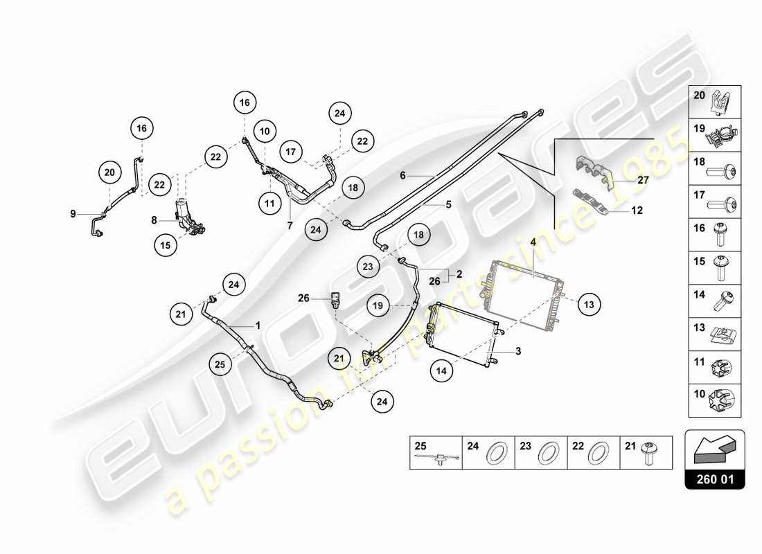 lamborghini lp610-4 avio (2016) diagramma delle parti del condensatore a/c