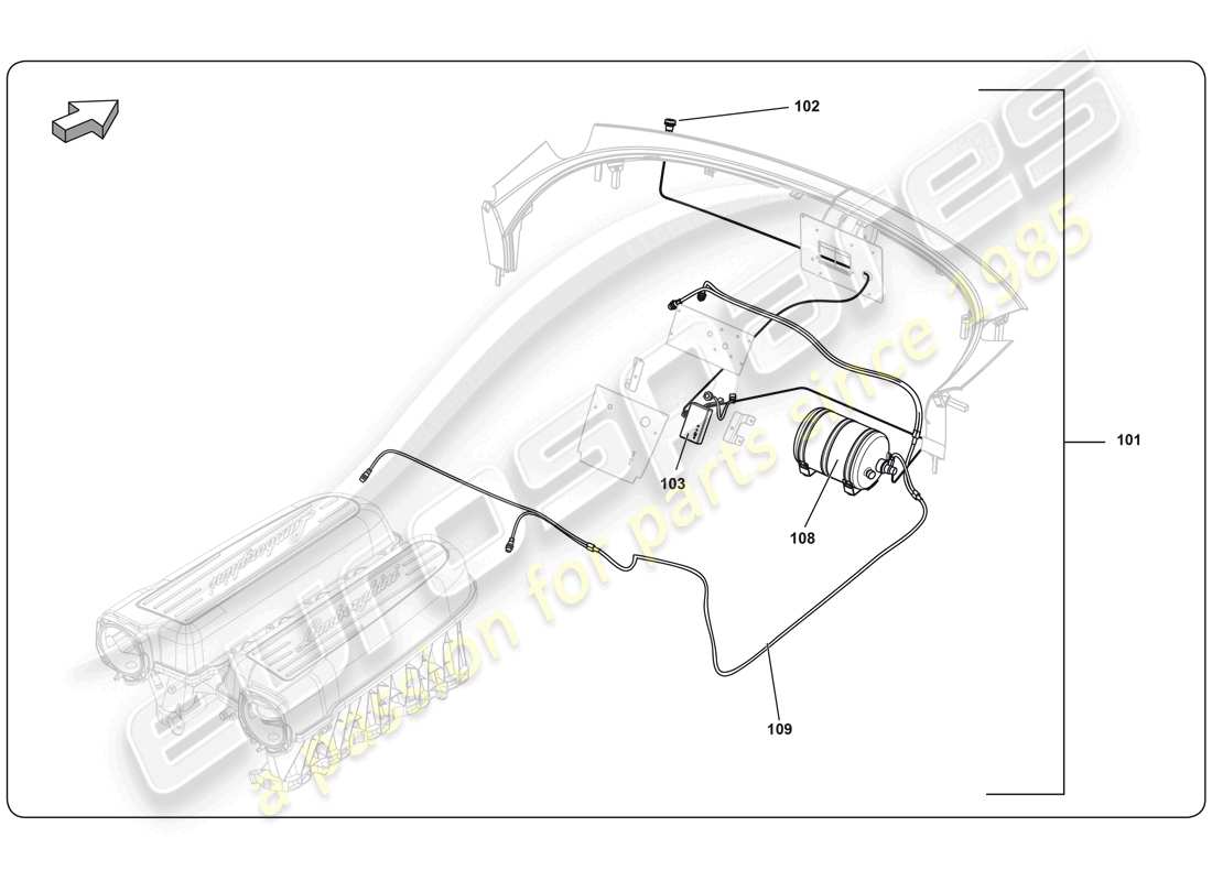 lamborghini super trofeo (2009-2014) estintore diagramma delle parti