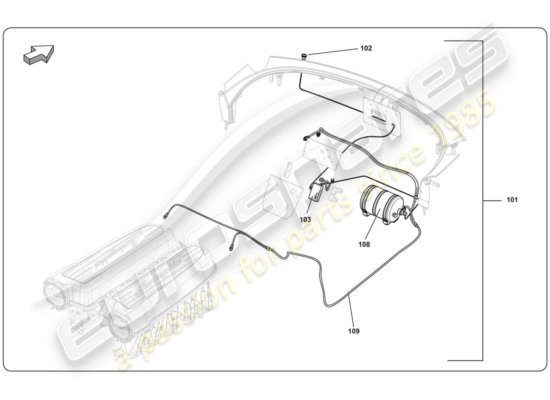 lamborghini super trofeo (2009-2014) diagramma delle parti dell'estintore