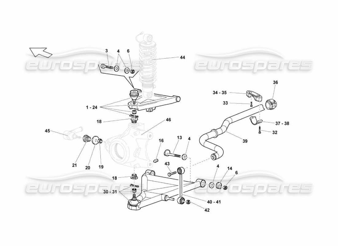 lamborghini murcielago lp670 bracci anteriori diagramma delle parti