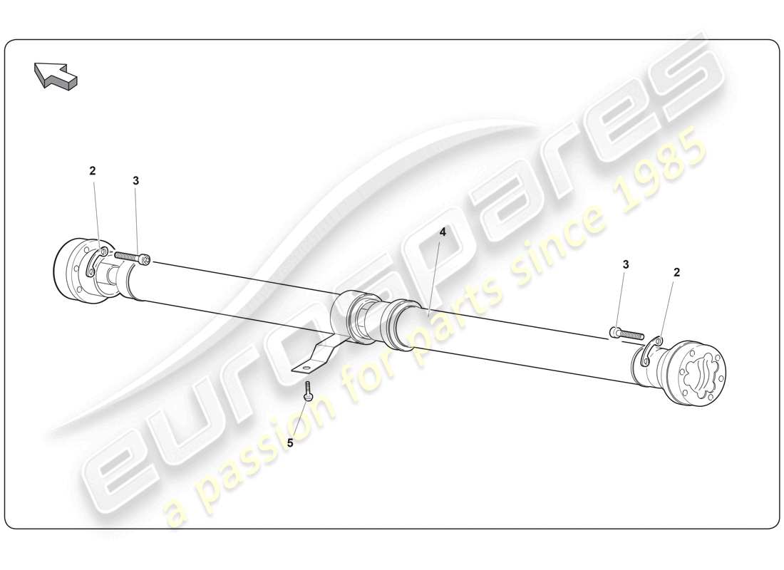 lamborghini super trofeo (2009-2014) diagramma delle parti dell'albero di trasmissione