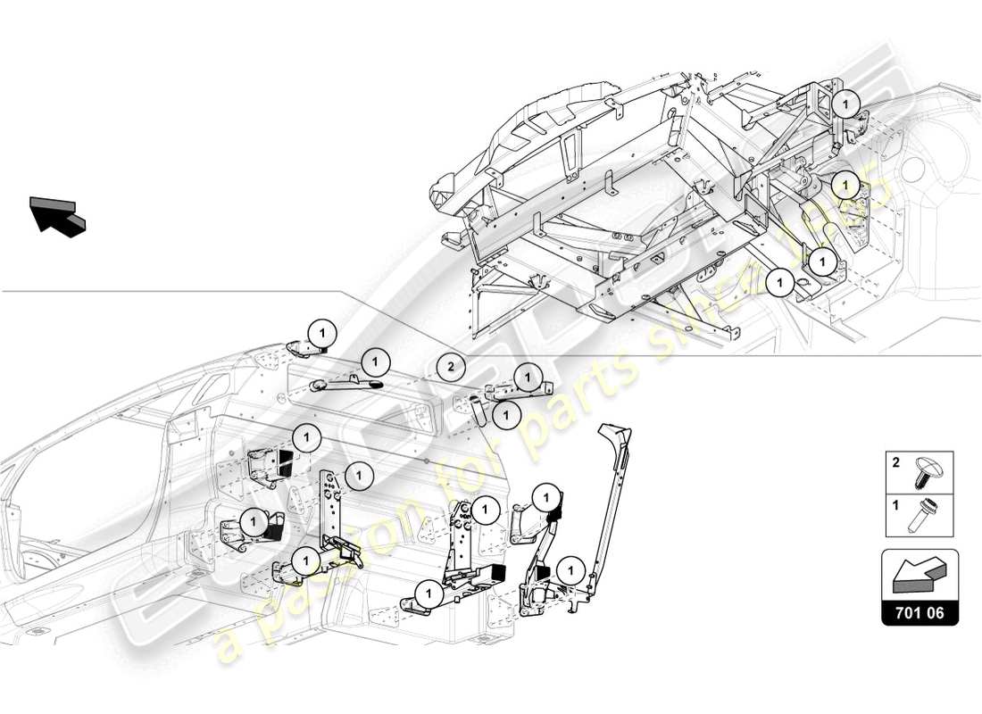 lamborghini lp770-4 svj coupe (2021) fissaggi diagramma delle parti