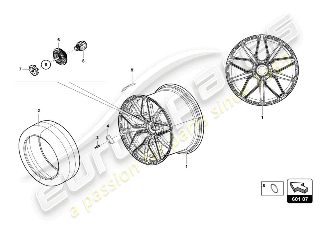 lamborghini sian (2021) ruote/pneumatici diagramma delle parti