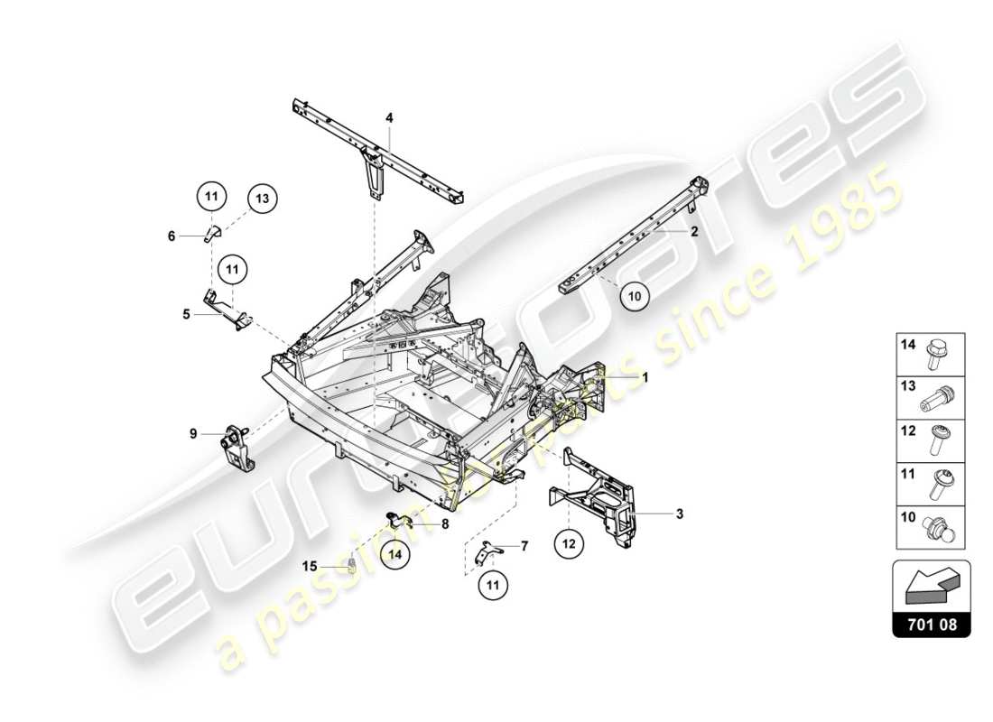 lamborghini centenario coupe (2017) parte anteriore della cornice di rivestimento diagramma delle parti