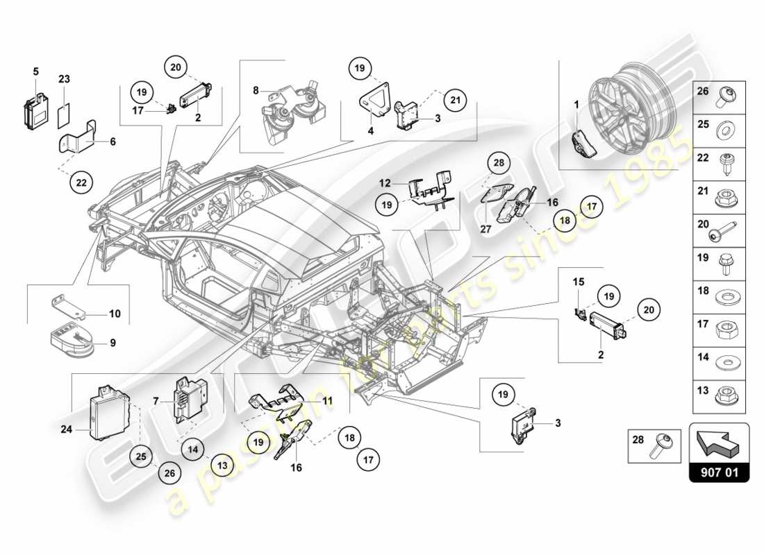lamborghini centenario coupe (2017) elettriche diagramma delle parti