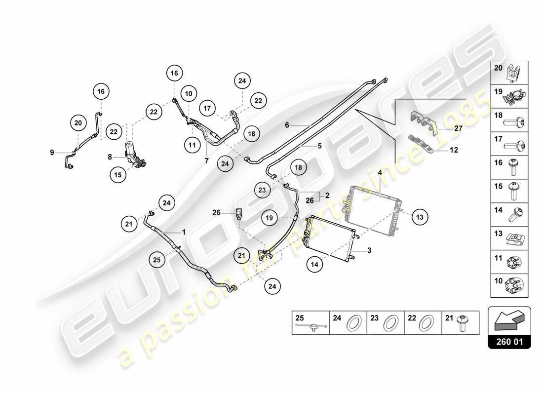 lamborghini 2020 (performante spyder) diagramma delle parti del condensatore a/c