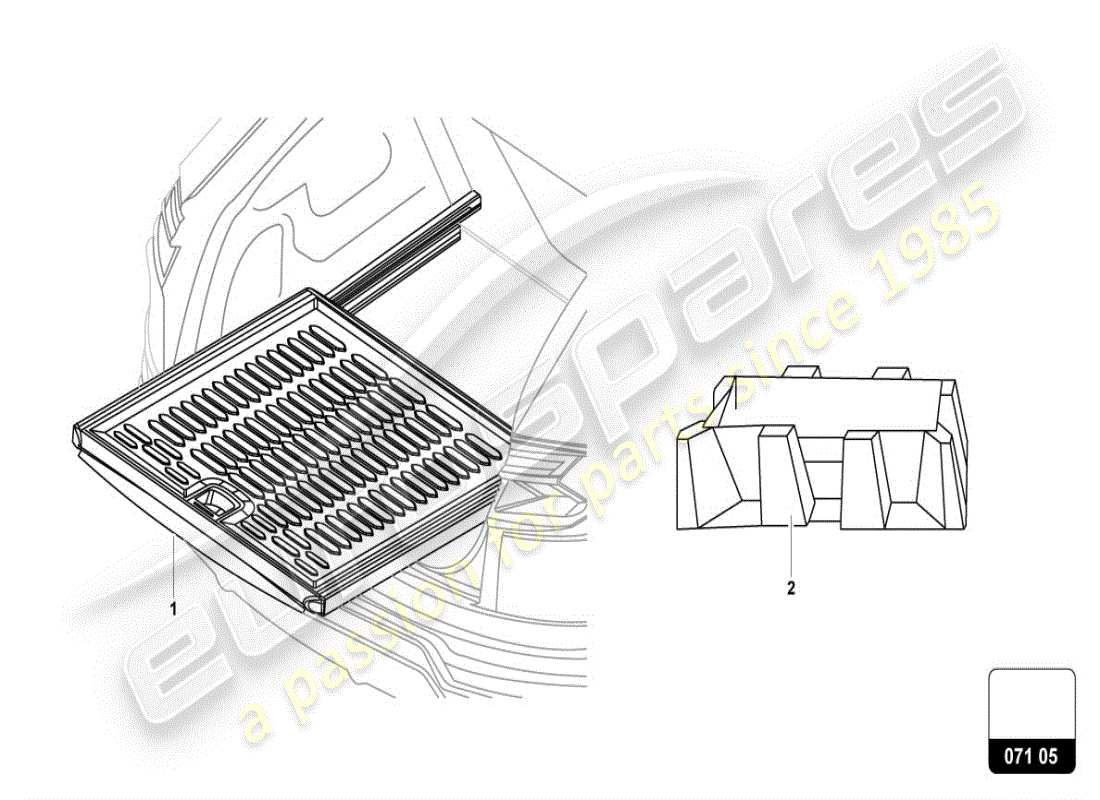 lamborghini urus (accessories) estensione per piano del bagagliaio diagramma delle parti