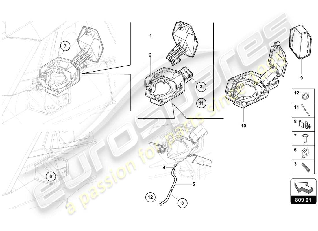 lamborghini lp720-4 coupe 50 (2014) sportello del riempimento del carburante schema delle parti