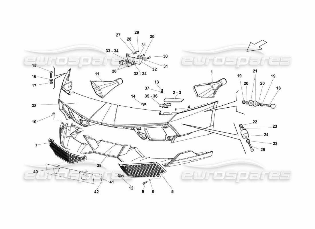 lamborghini murcielago lp670 schema delle parti del paraurti anteriore