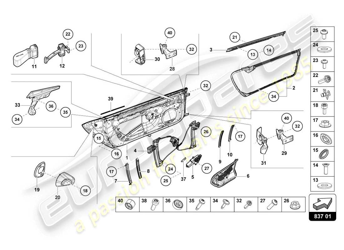 lamborghini lp610-4 coupe (2018) diagramma delle parti porte