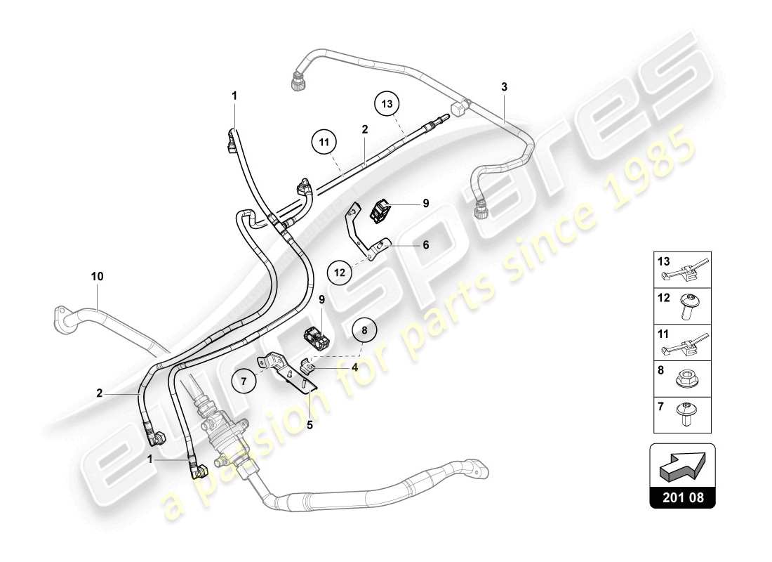 lamborghini lp720-4 coupe 50 (2014) diagramma delle parti della linea del carburante