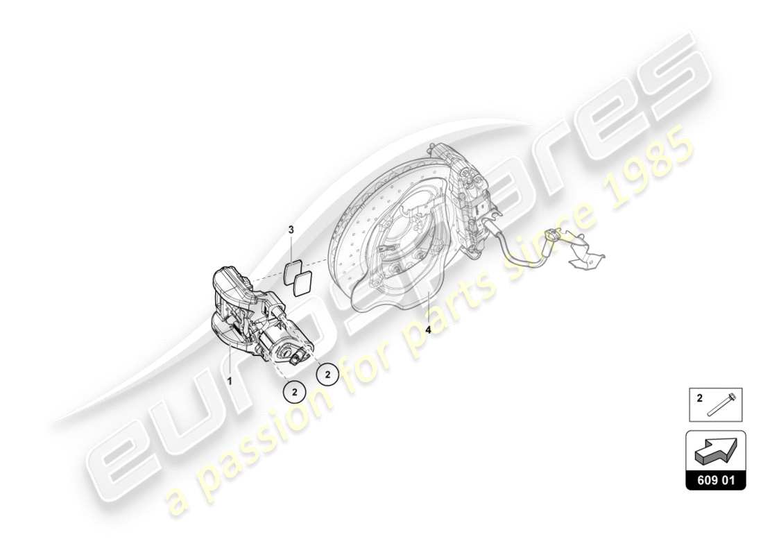 lamborghini performante spyder (2020) schema delle parti del freno di stazionamento