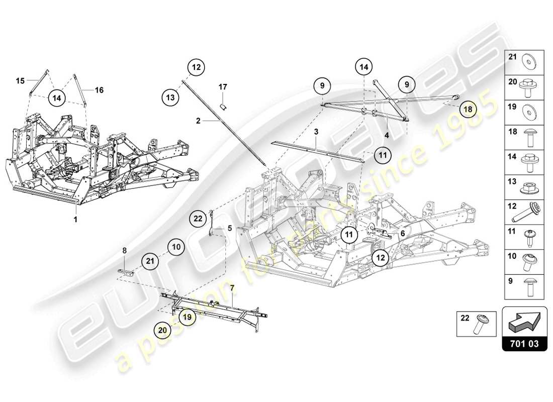 lamborghini lp720-4 coupe 50 (2014) parte posteriore del telaio di rivestimento schema delle parti