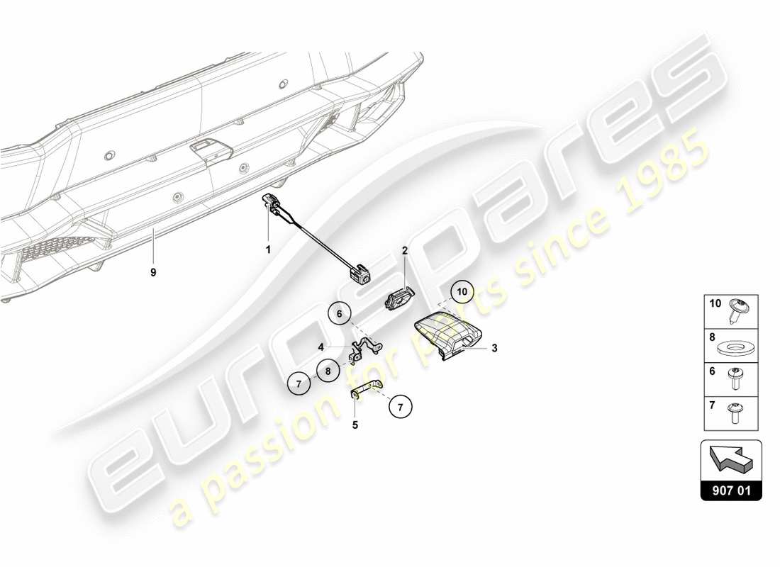 lamborghini lp610-4 spyder (2019) telecamera di retromarcia diagramma delle parti