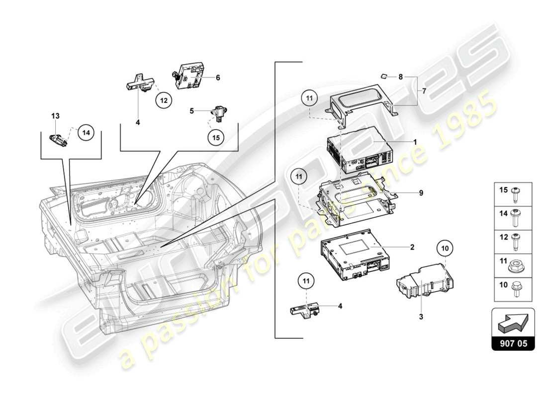 lamborghini 2019 (lp740-4 s coupe) schema delle parti elettriche