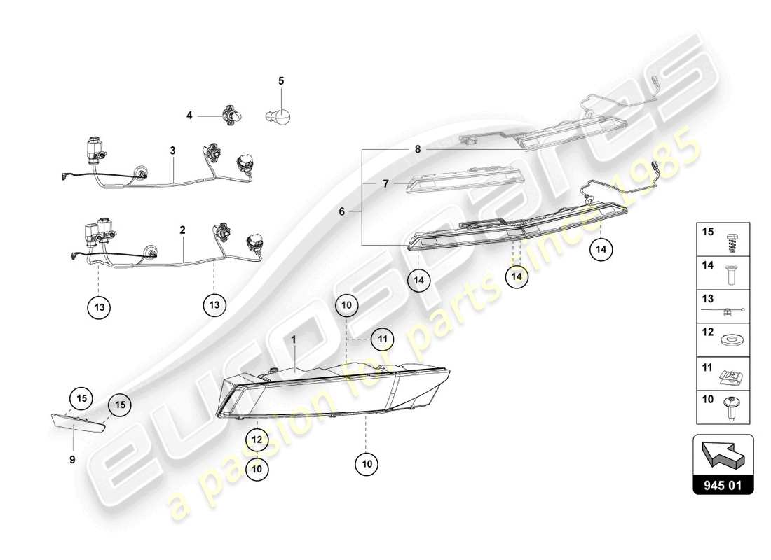 lamborghini 2016 (lp700-4 roadster) fanale posteriore schema delle parti