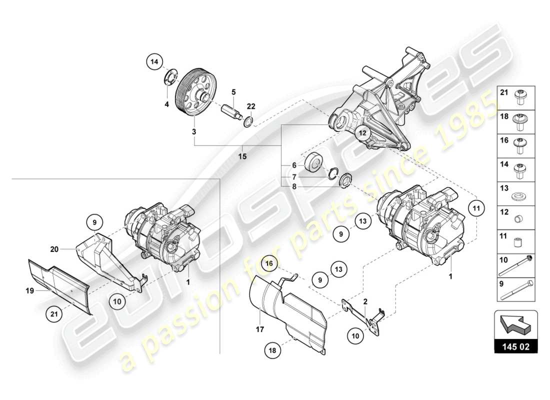 lamborghini lp700-4 coupe (2015) diagramma delle parti del compressore a/c
