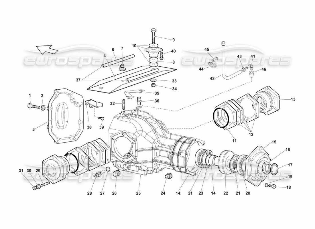 lamborghini murcielago lp670 custodia differenziale anteriore diagramma delle parti