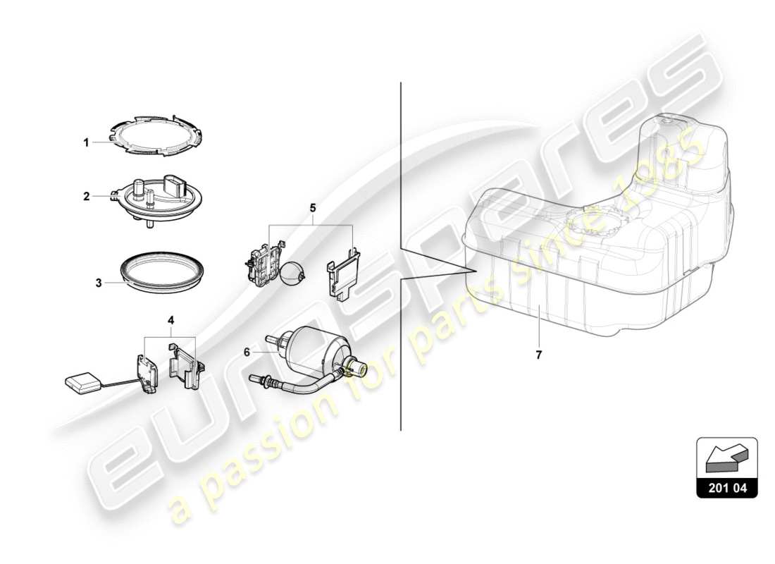 lamborghini 2017 (lp580-2 coupe) diagramma delle parti del filtro del carburante